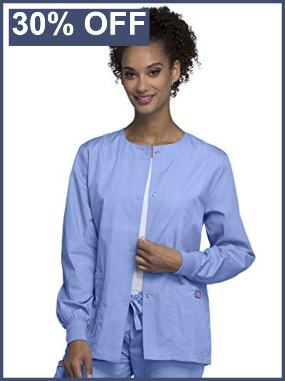 Cherokee Snap Front Scrub Jacket 3 Pockets Polyester Cotton Poplin